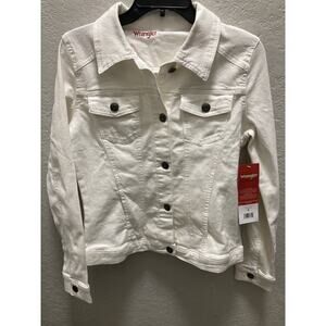 Wrangler Authentics Women's Stretch Denim Jacket White Size Medium Button